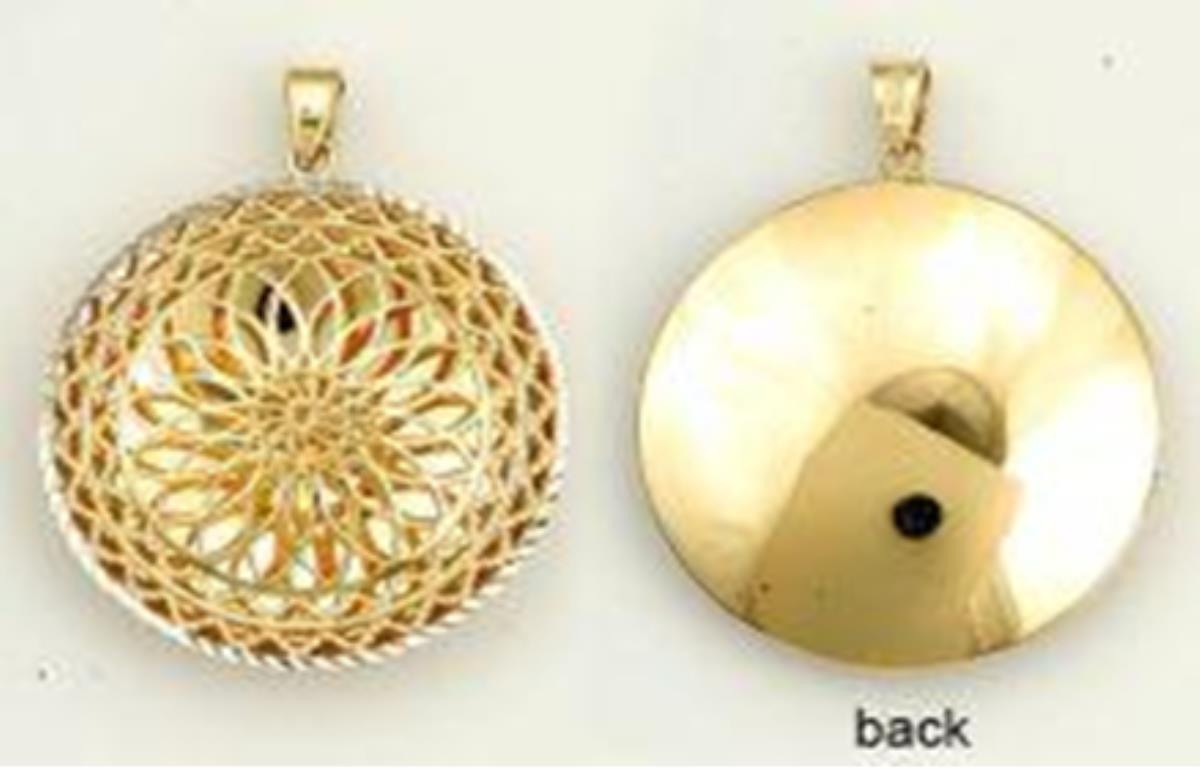 14K Two-Tone Gold Diamond Cut & Polished Circle Sunflower 18"+2" Box Chain Necklace