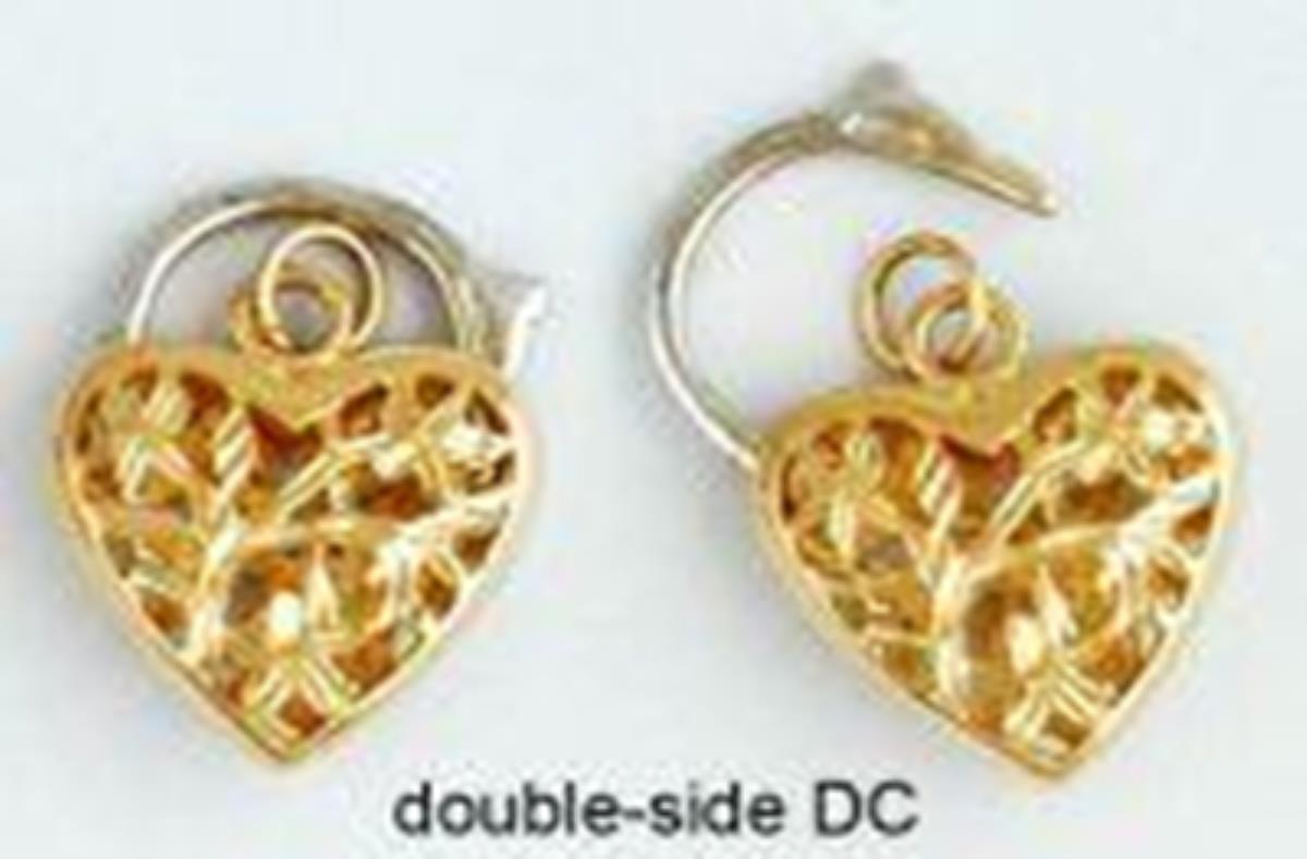 14K Two-Tone Gold Double Sided DC Branch Textured Heart Pendant