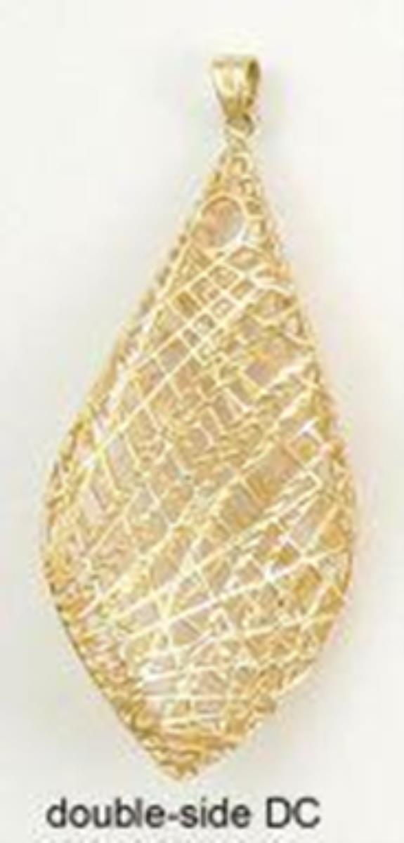 14K Yellow Gold Double Sided DC Teardrop Pendant