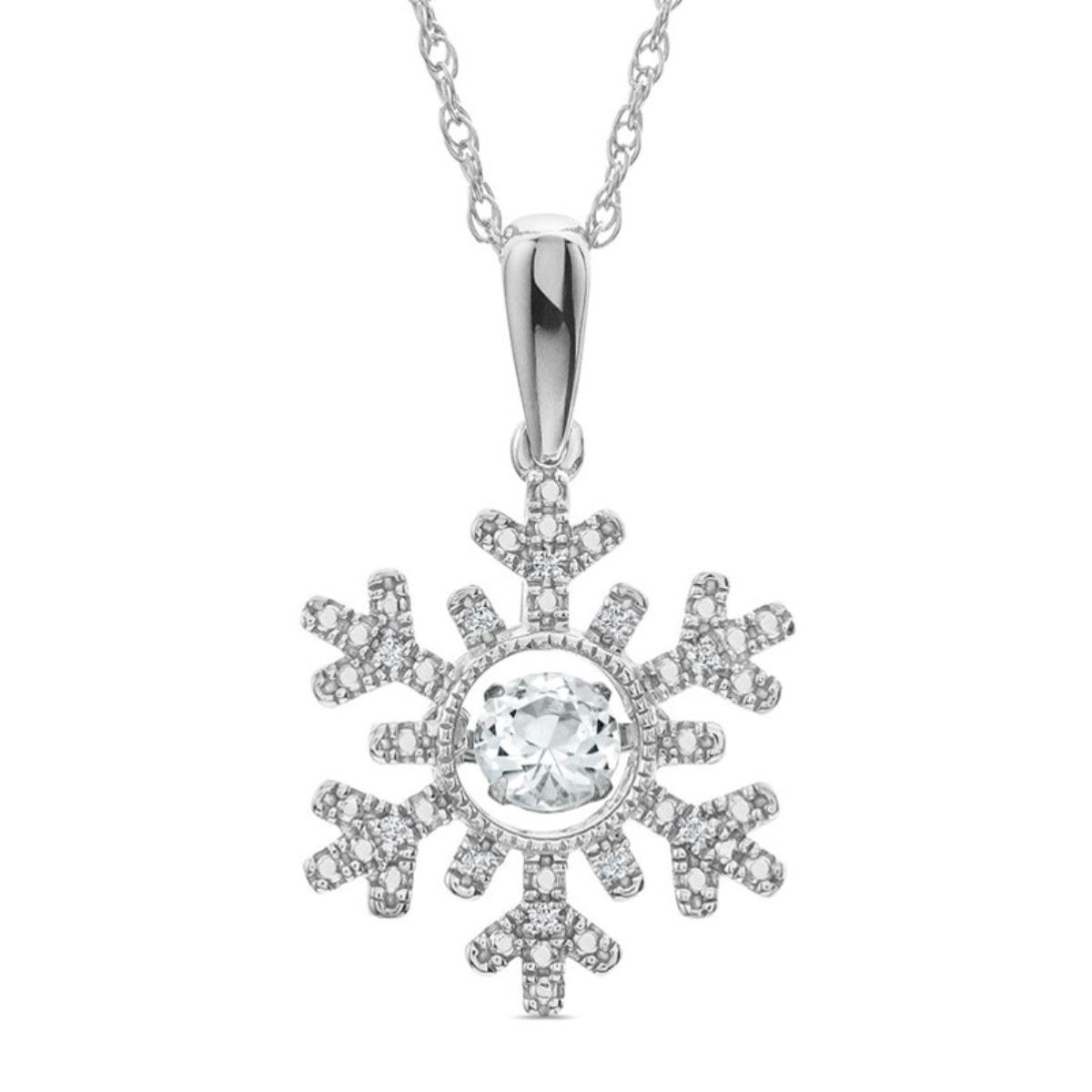 Sterling Silver Rhodium Micropave Round Cut CZ Milgrain Snowflake Pendant