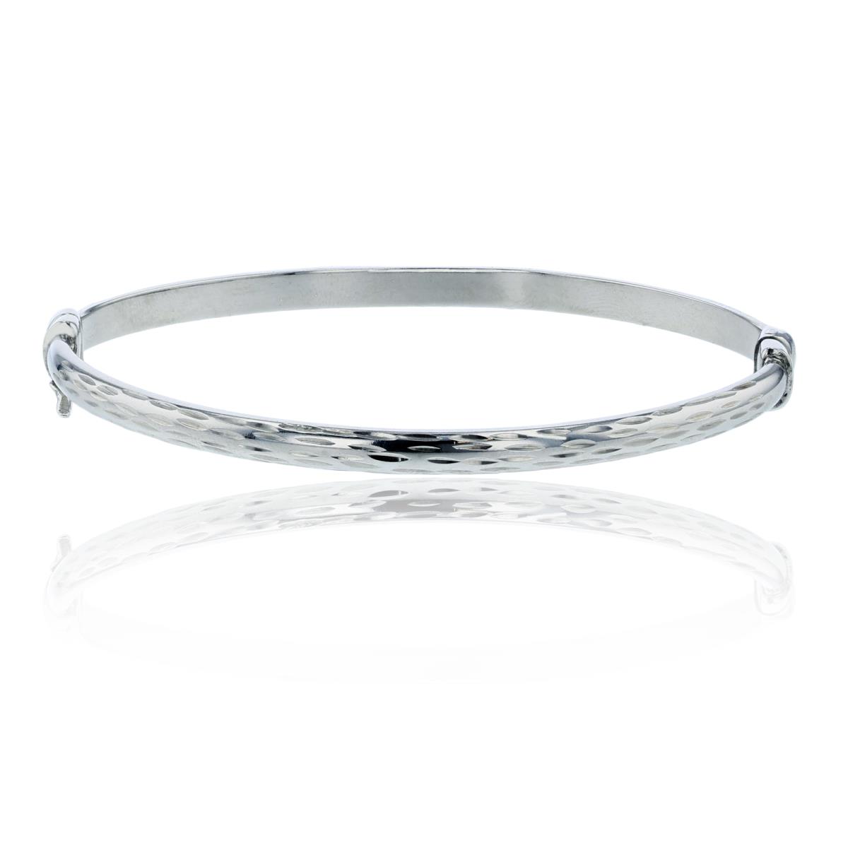 Sterling Silver Rhodium 5-Row Diamond Cut Bangle Bracelet