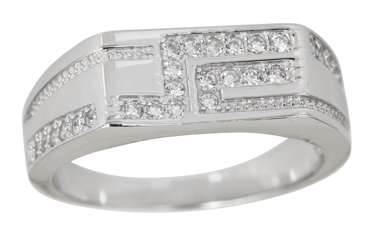 Sterling Silver Micropave Channel Mens Ring with Cubic Zirconia