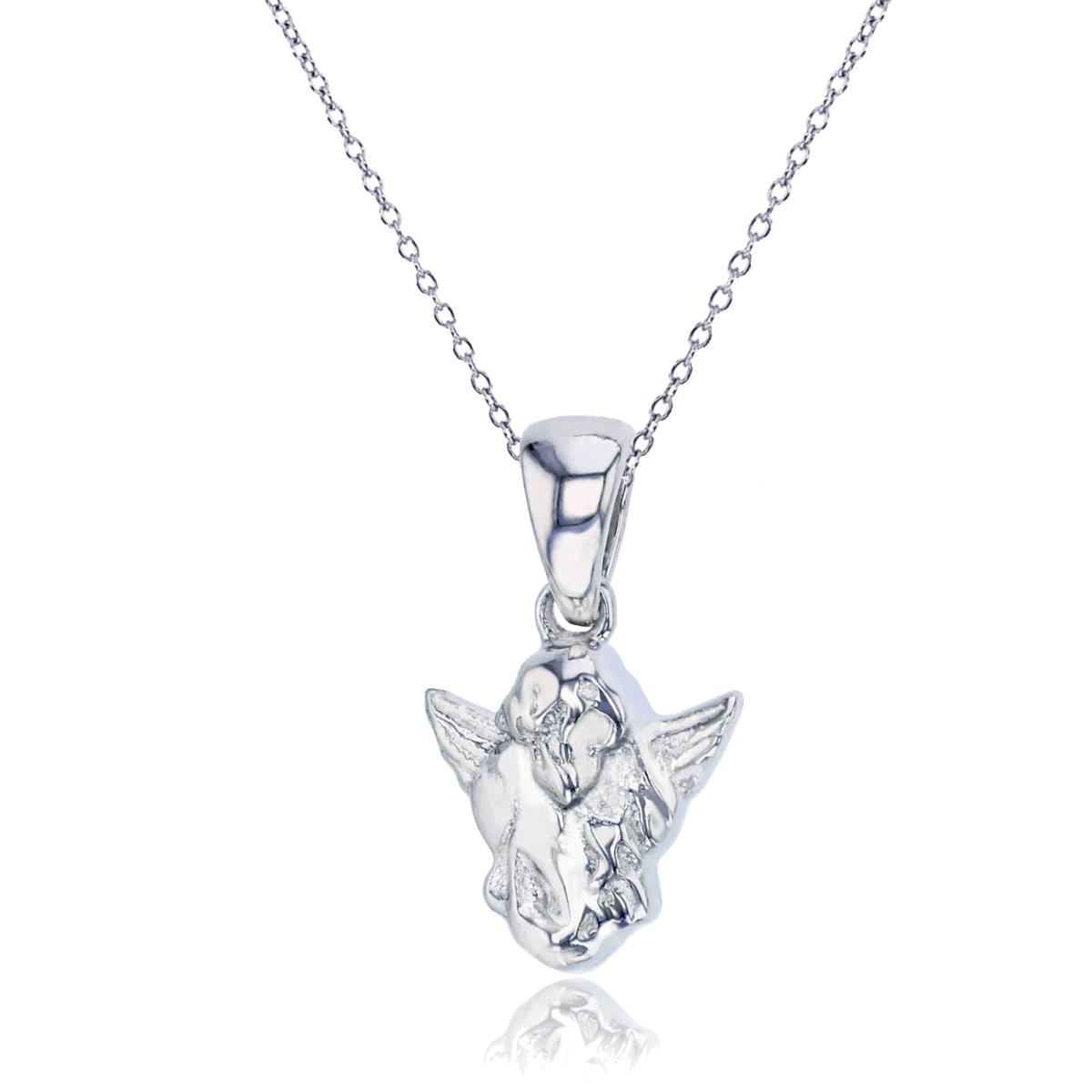 Sterling Silver Rhodium Polished Angel 13"+2" Necklace
