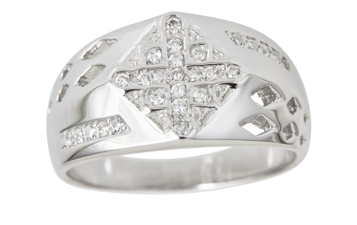 Sterling Silver Rhodium Men's Fashion CZ Ring