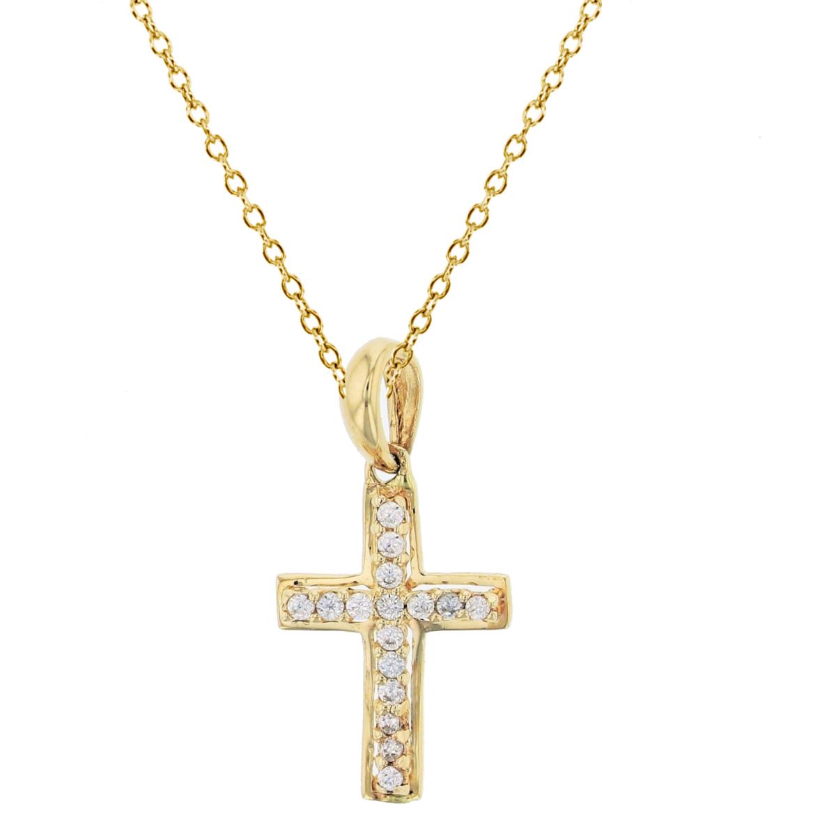 14K Yellow Gold 20x10mm Micropave CZ Cross Pendant