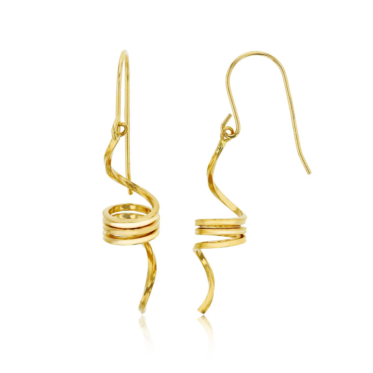 10K Yellow Gold 40x8mm Polished Curl Dangling Fish-Hook Earring