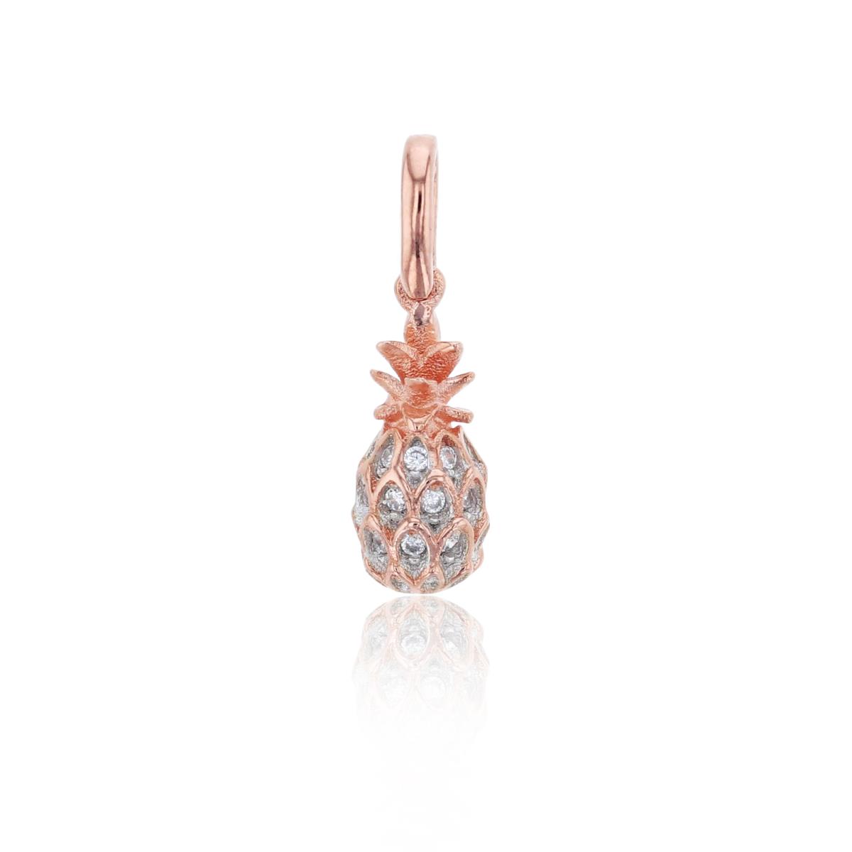 Sterling Silver Rose Rd Cut CZ Pineapple Pendant