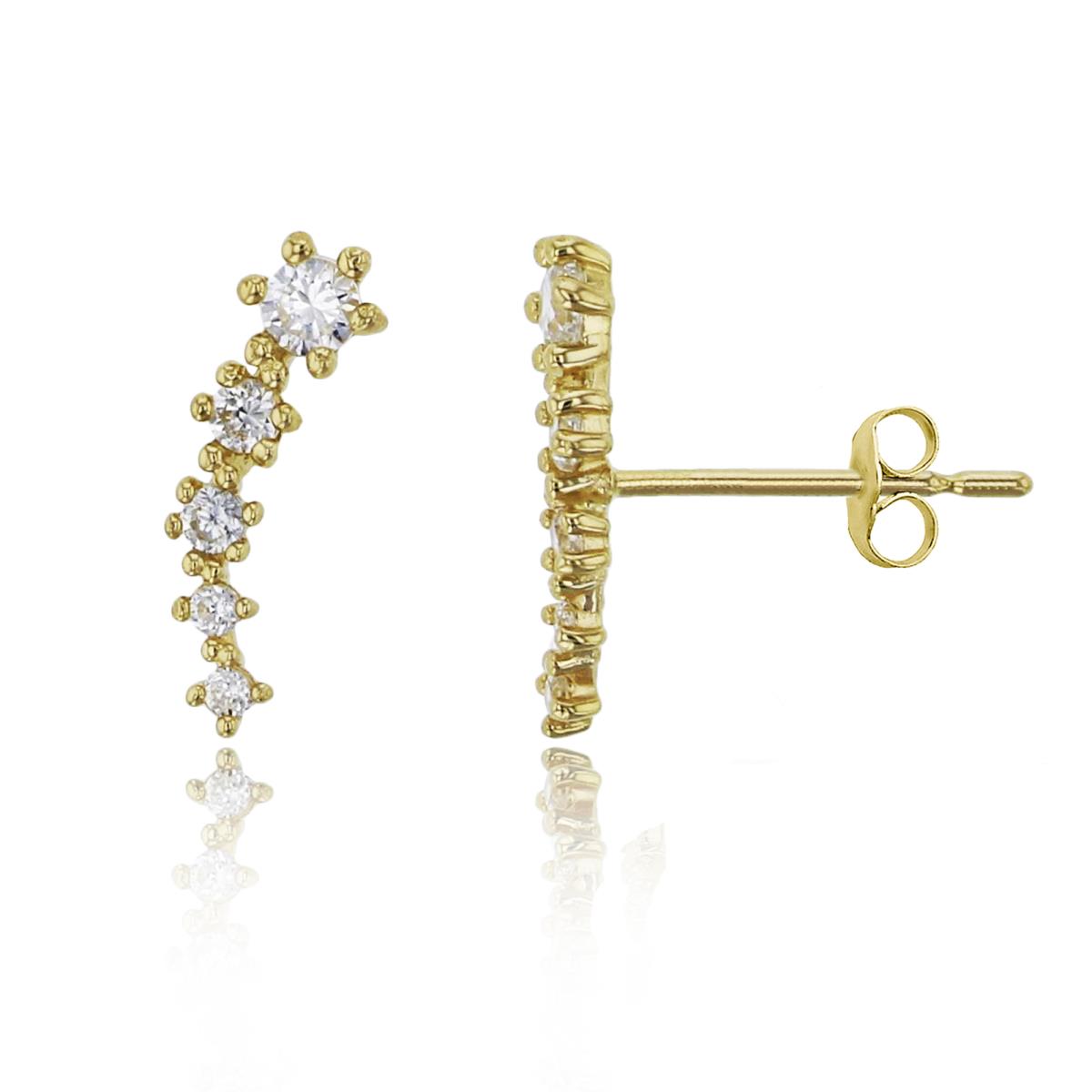 14K Yellow Gold 11x4mm Graduated Shooting Star Stud with 14K Clutch