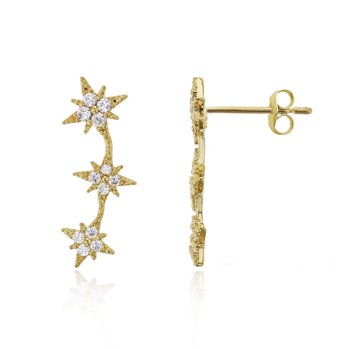 14K Yellow Gold Milgrain Shooting Star Stud Earring with 14K Clutch