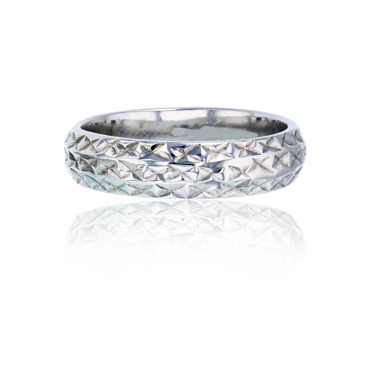 Sterling Silver Rhodium 5mm Diamond Cut Band Ring