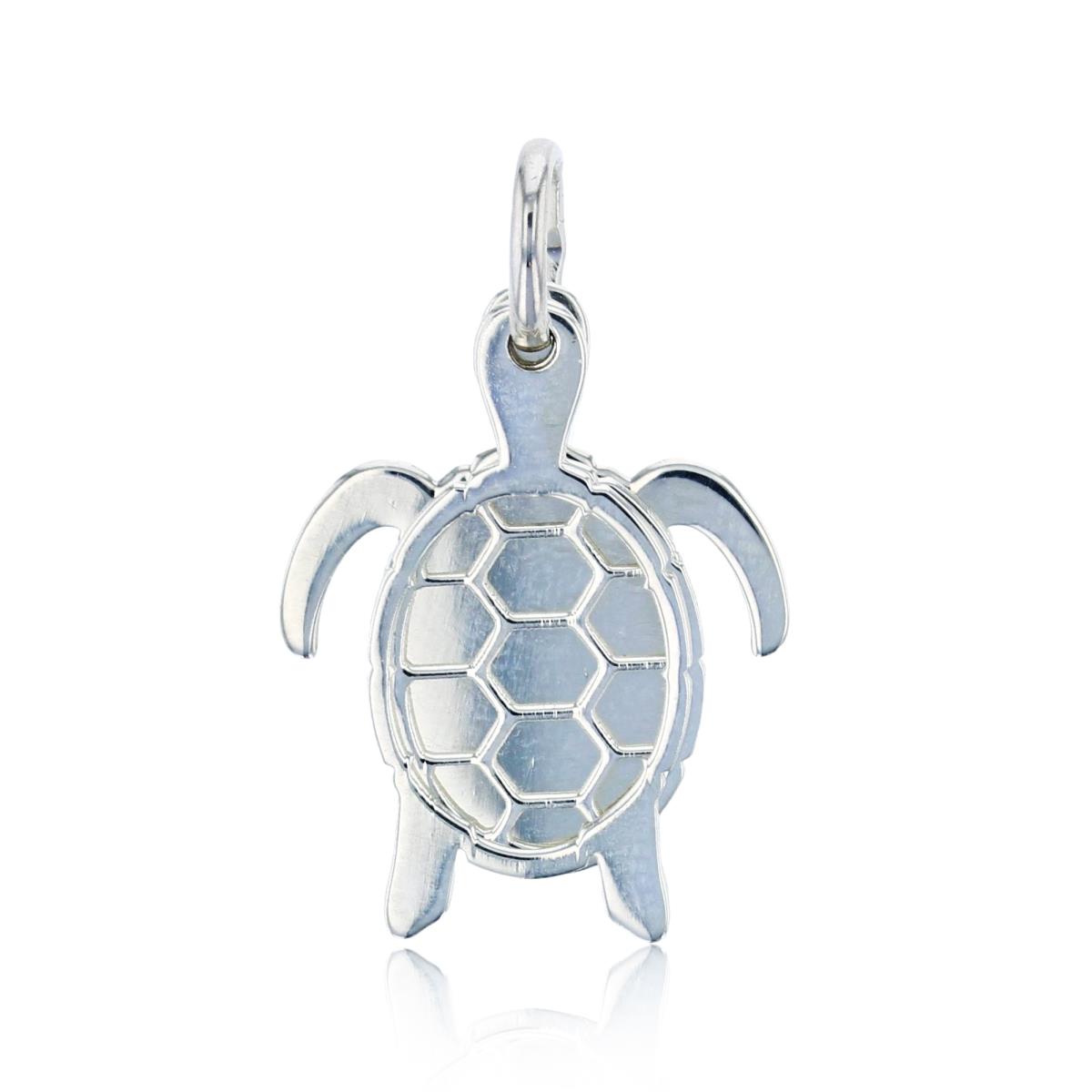 Sterling Silver Silver Plated Polished Turtle Dangling Pendant