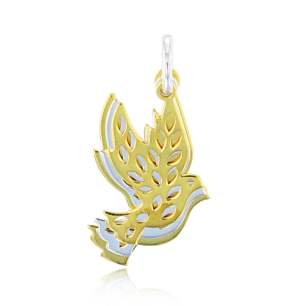 Sterling Silver Yellow & White Polished Triple Dove Dangling Pendant