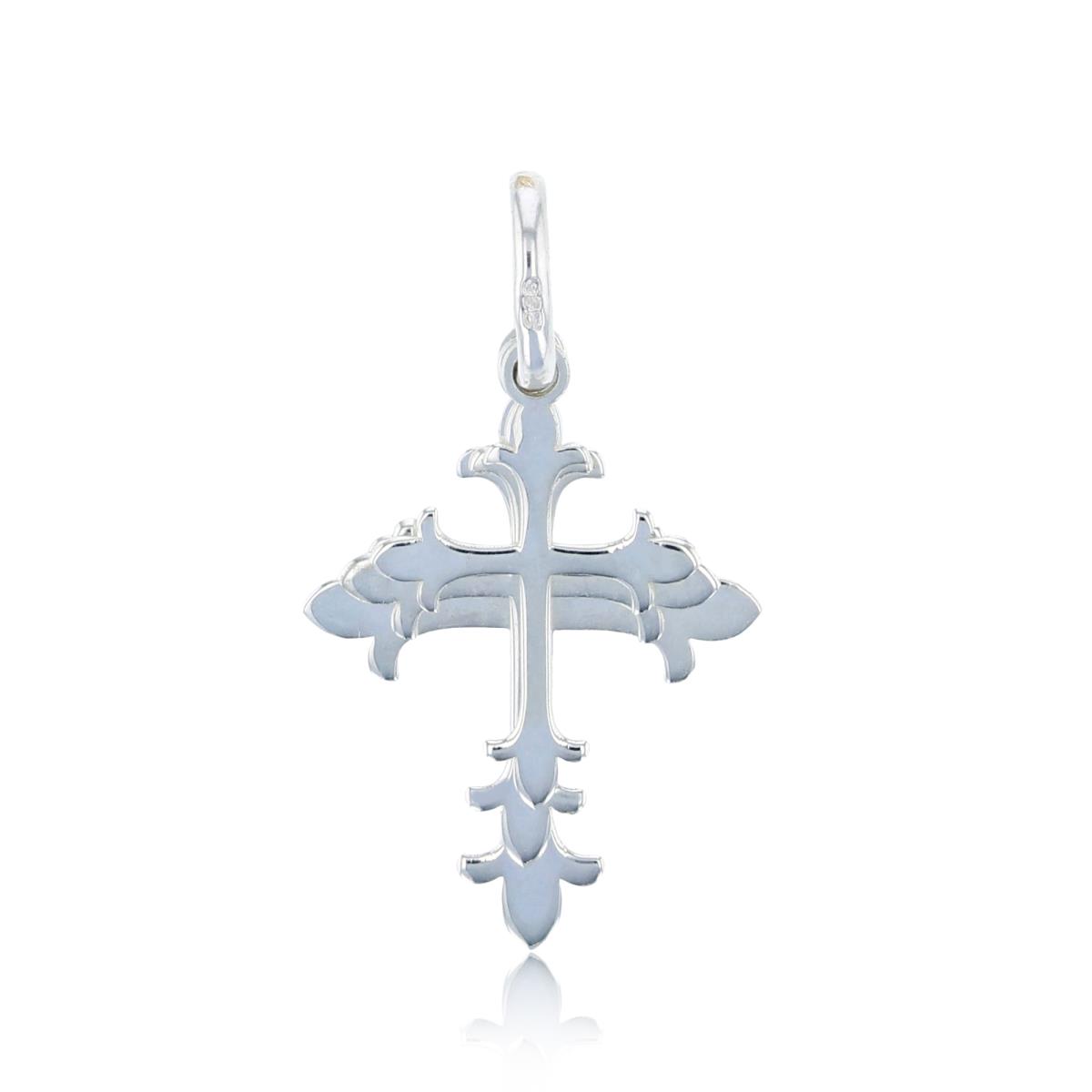 Sterling Silver Silver Plated Triple Graduated Cross Pendant