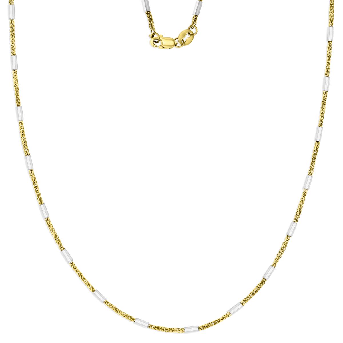 14K Two-Tone Gold 1.70mm 20" Station Spiga Chain