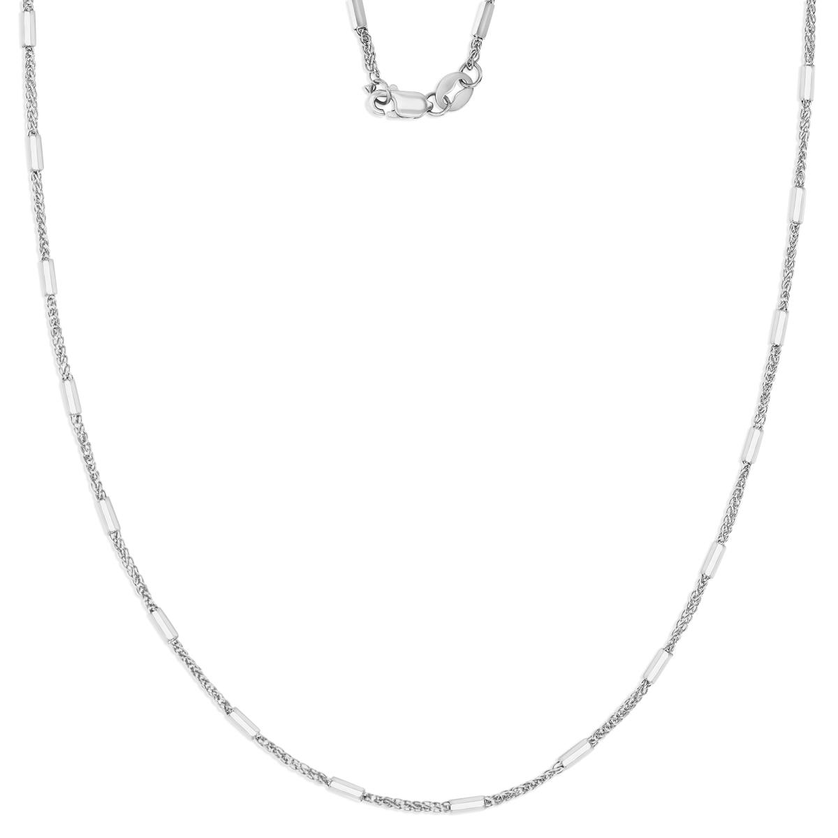 14K White Gold 1.70mm 18" Station Spiga Chain