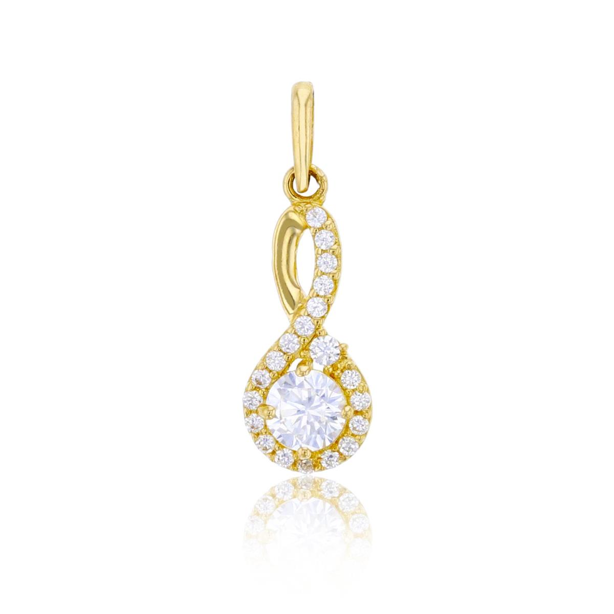 14K Yellow Gold 4mm Rd Cut & Micropave CZ Infinity Pendant