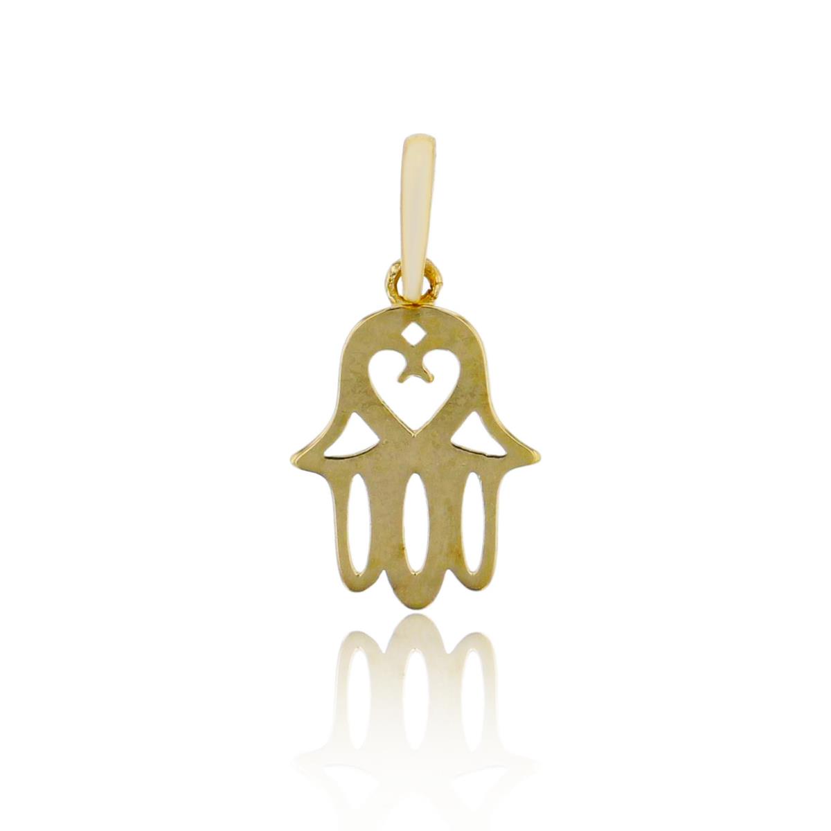 10K Yellow Gold 16x8mm Polished Hamsa Pendant