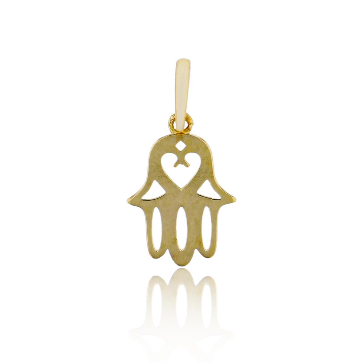 10K Yellow Gold 16x8mm Polished Hamsa Pendant