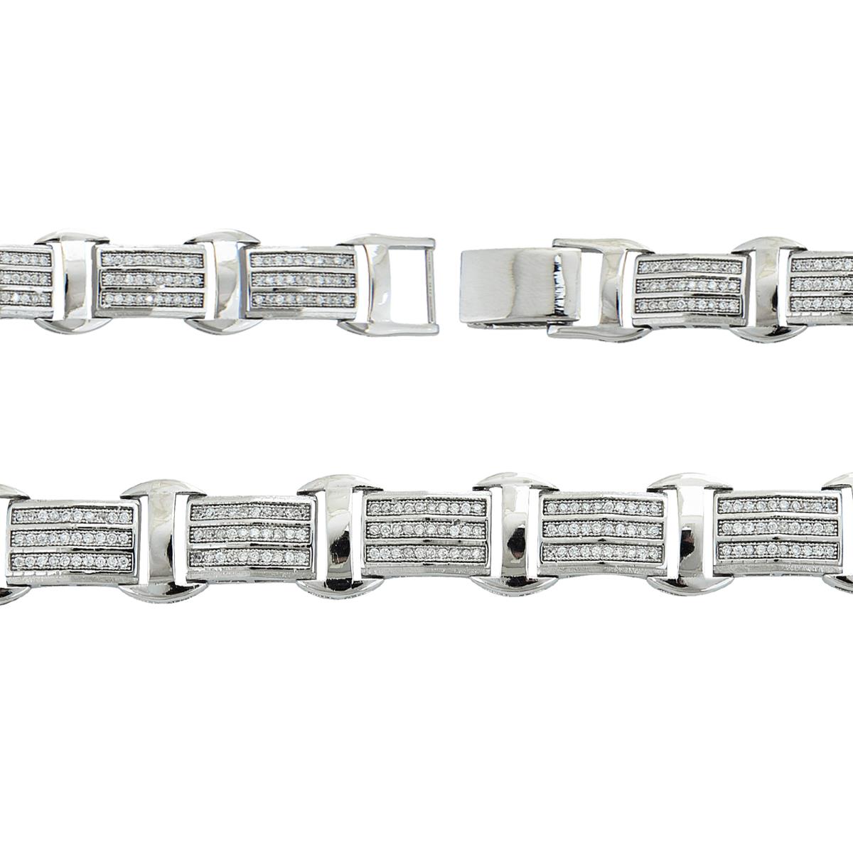 Sterling Silver Pave Men's Bracelet