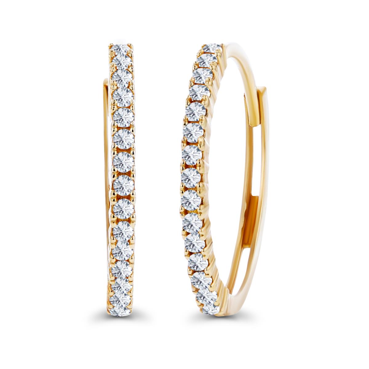 10K Yellow Gold 15x1mm One-Row Round Cut CZ Huggie Earring