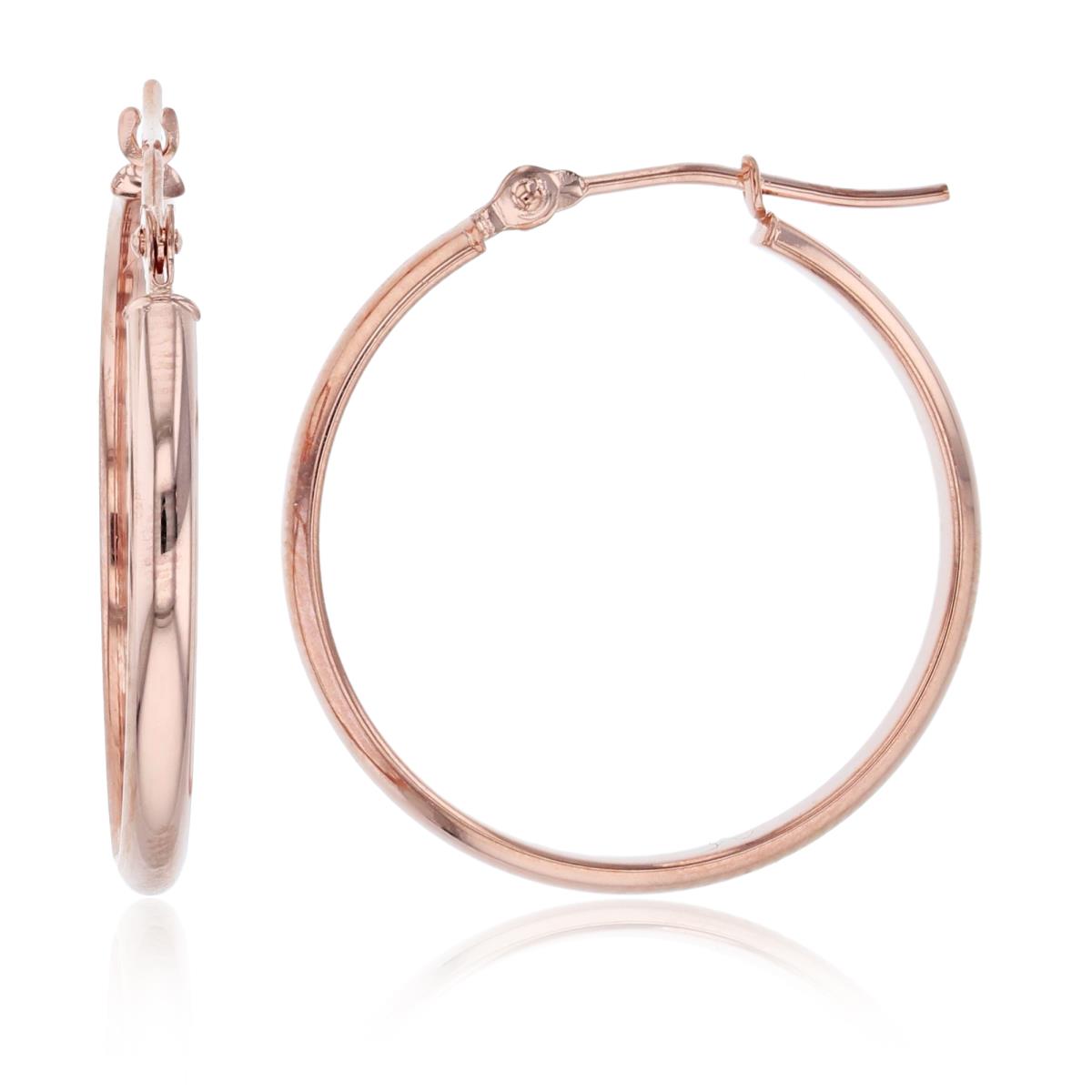 14K Rose Gold 22x2mm High Polished Half Round Hoop Earring