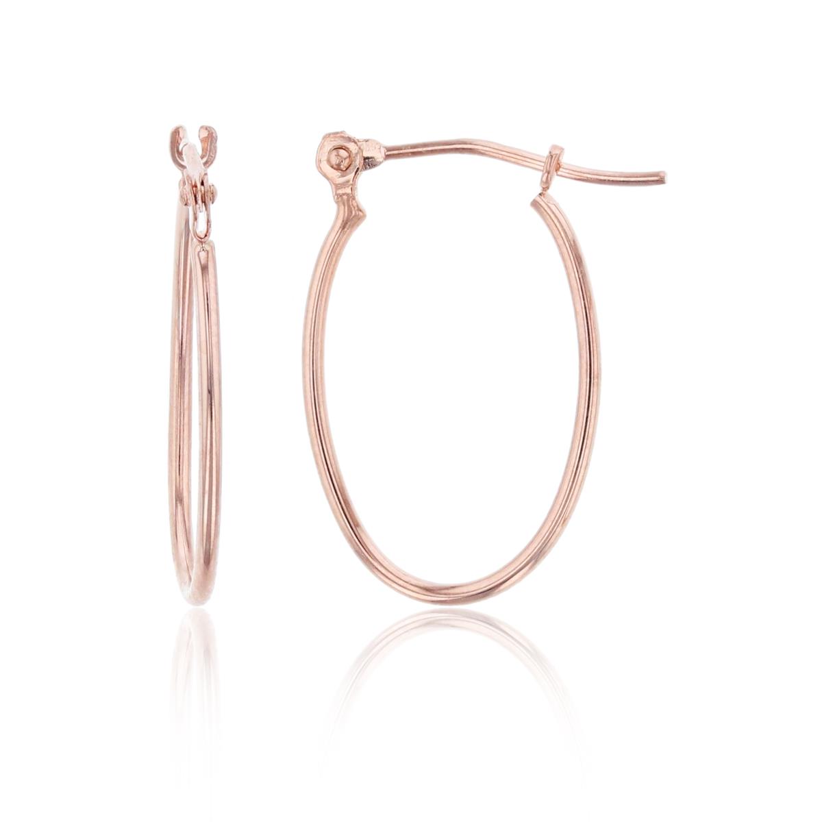 14K Rose Gold 20x1mm Polished Wire Oval Hoop Earring