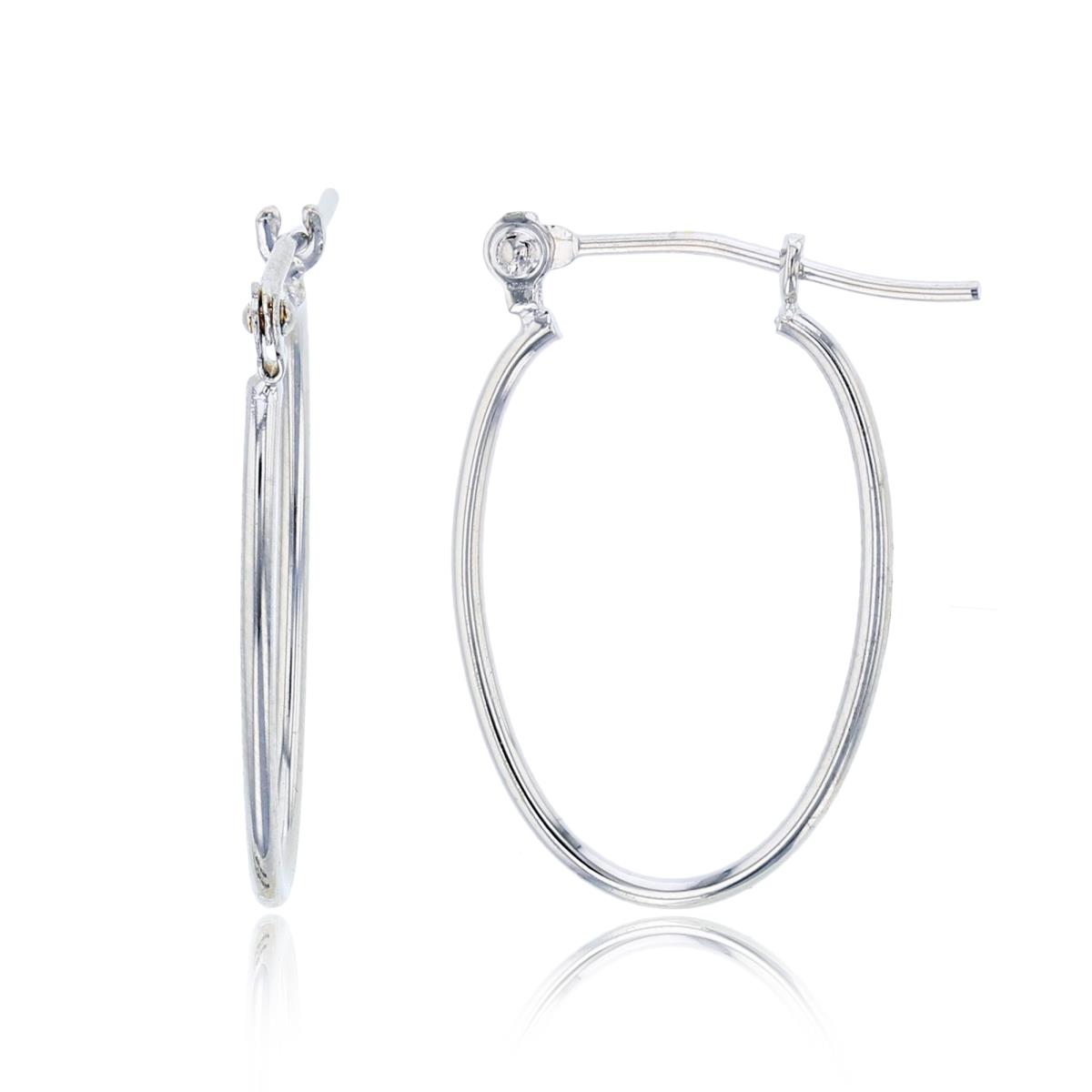 14K White Gold 20x1mm Polished Wire Oval Hoop Earring