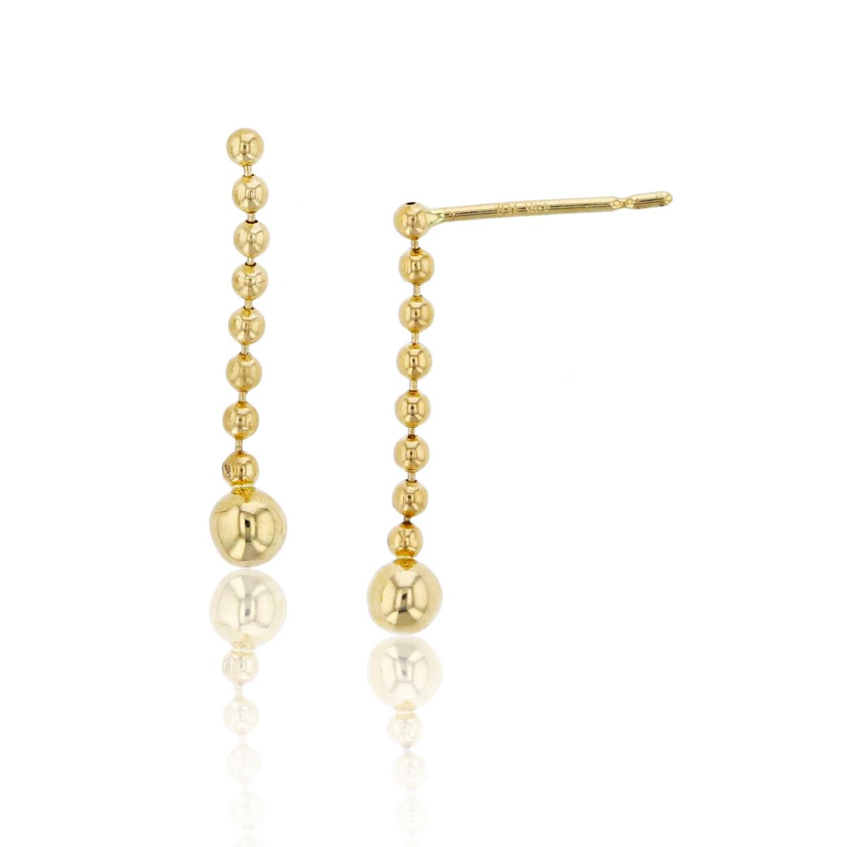 14K Yellow Gold 18x3mm Polished Beads Dangling Earring