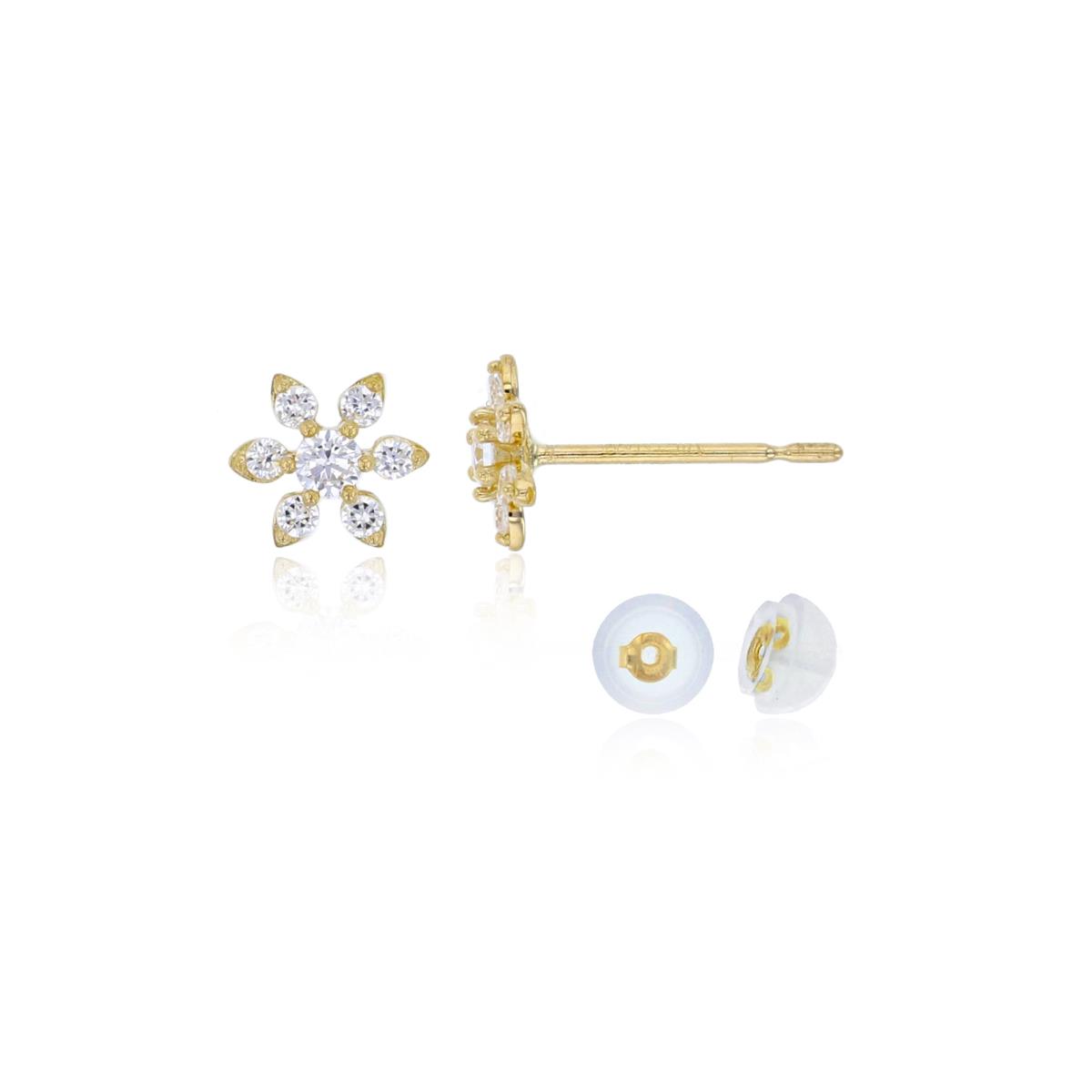 14K Yellow Gold 5x5mm Sunflower Stud Earring with Silicone Back