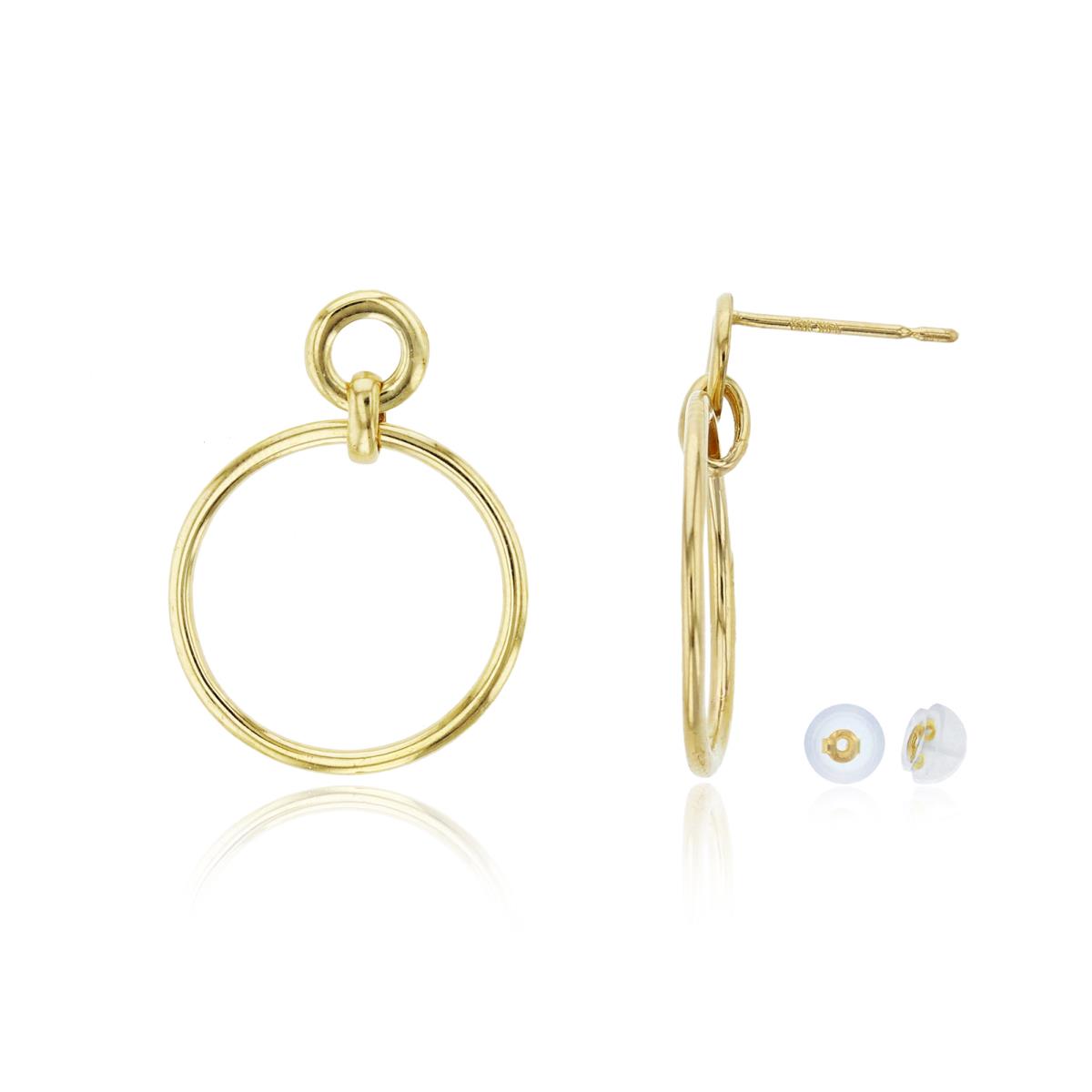 10K Yellow Gold 22x16mm Polished Open Circle Dangling Earring with Silicone Back
