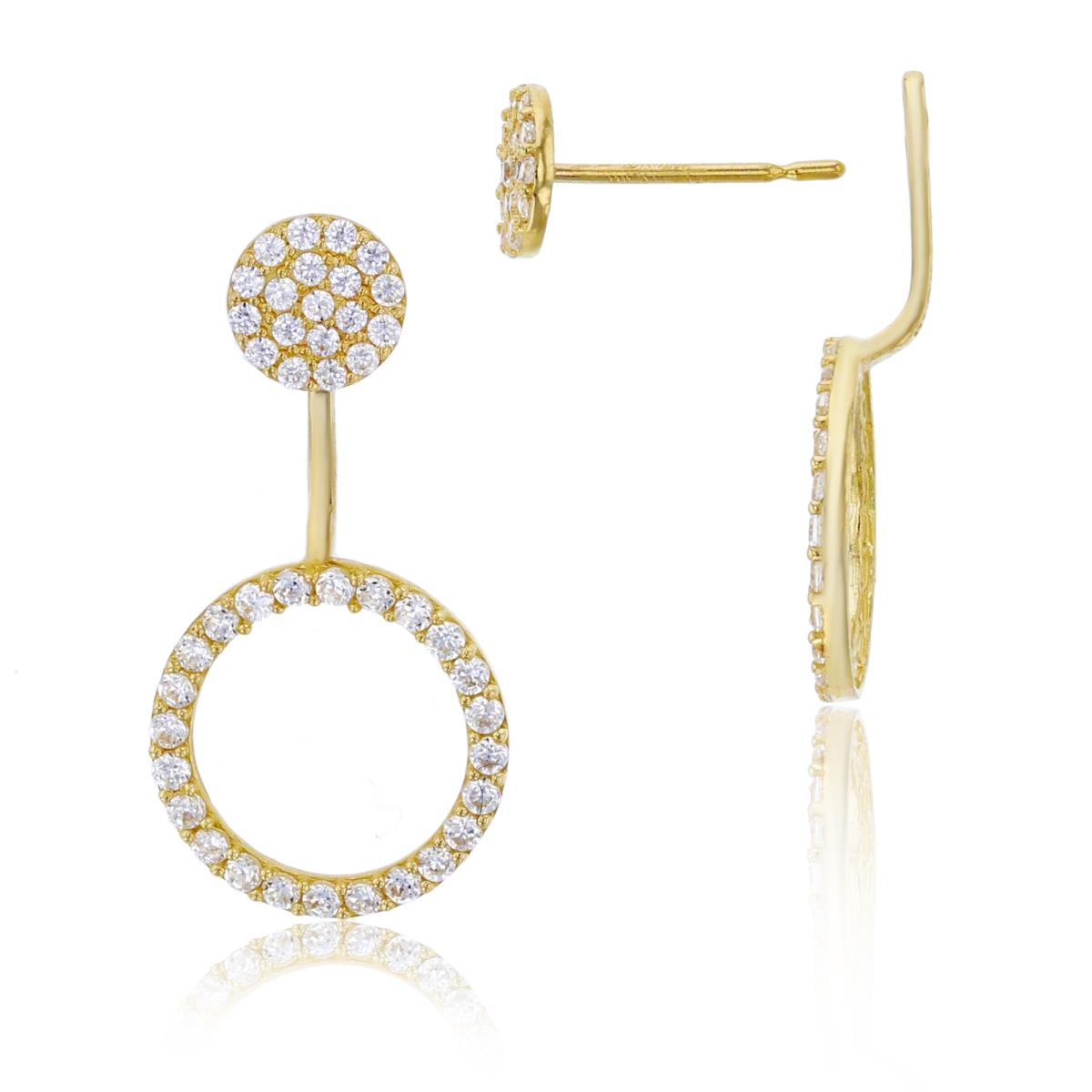 10K Yellow Gold 22x11mm Micropave CZ Open Circle Ear Jacket
