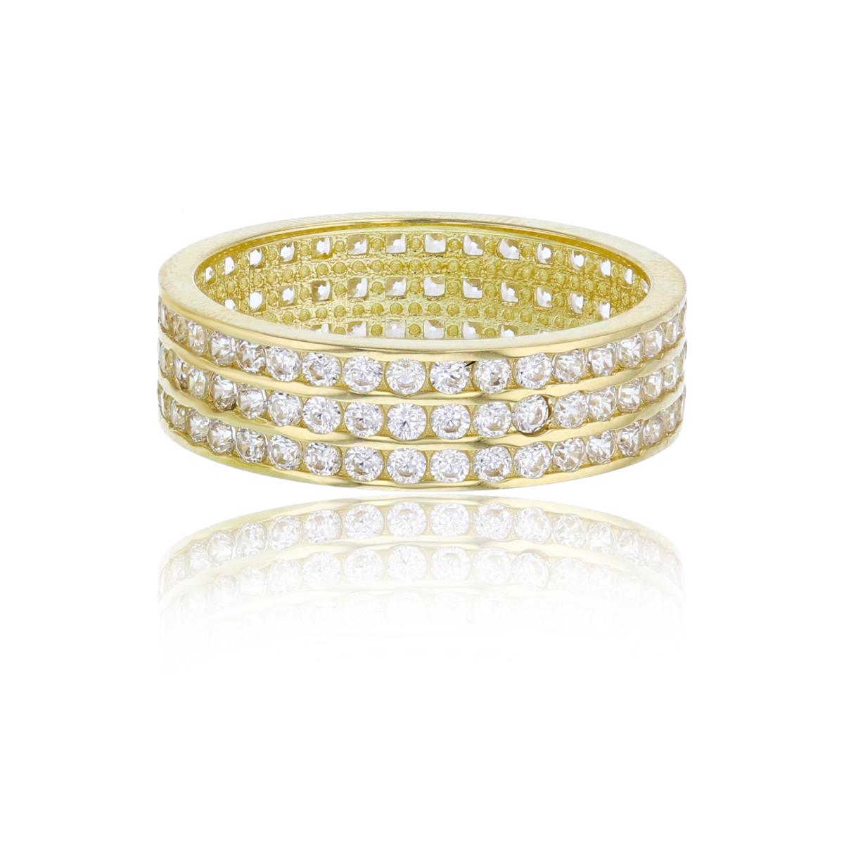 14K Yellow Gold 3-Row Pave Channel Set Eternity Ring