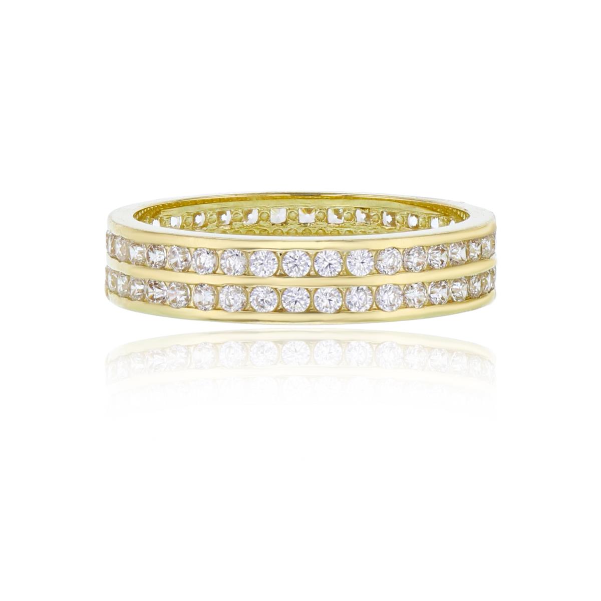 14K Yellow Gold 2-Row Pave Channel Set Eternity Ring