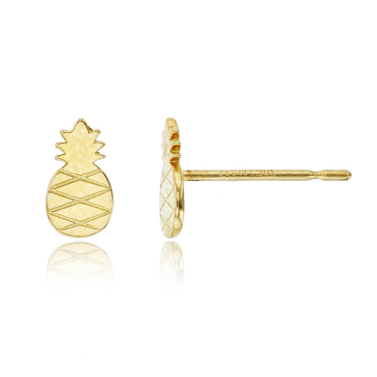 10K Yellow Gold 6x4mm Polished Pineapple Stud Earring