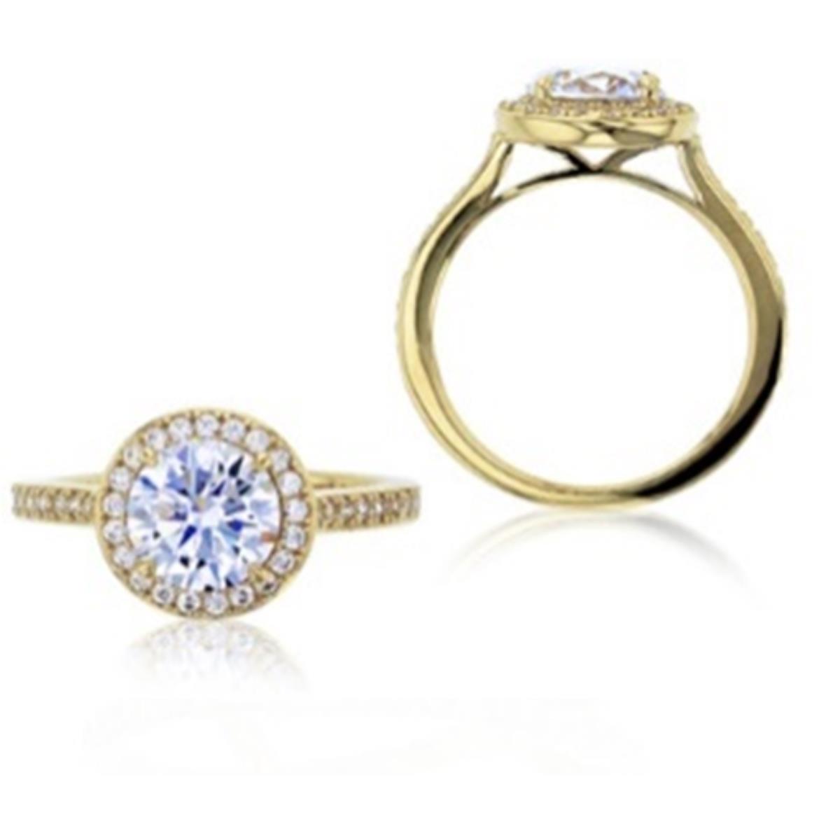 9K Yellow Gold 8mm Round Cut Halo Engagement Ring
