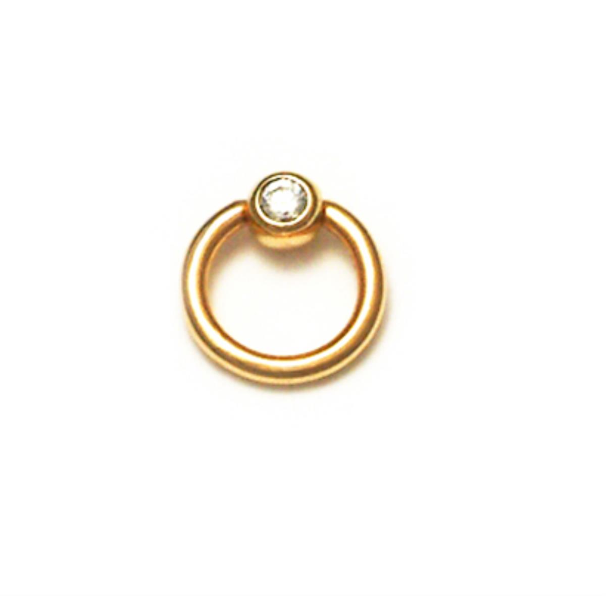 10K Yellow Gold 2mm Round Cut CZ Ball Closure Ring Body Jewelry