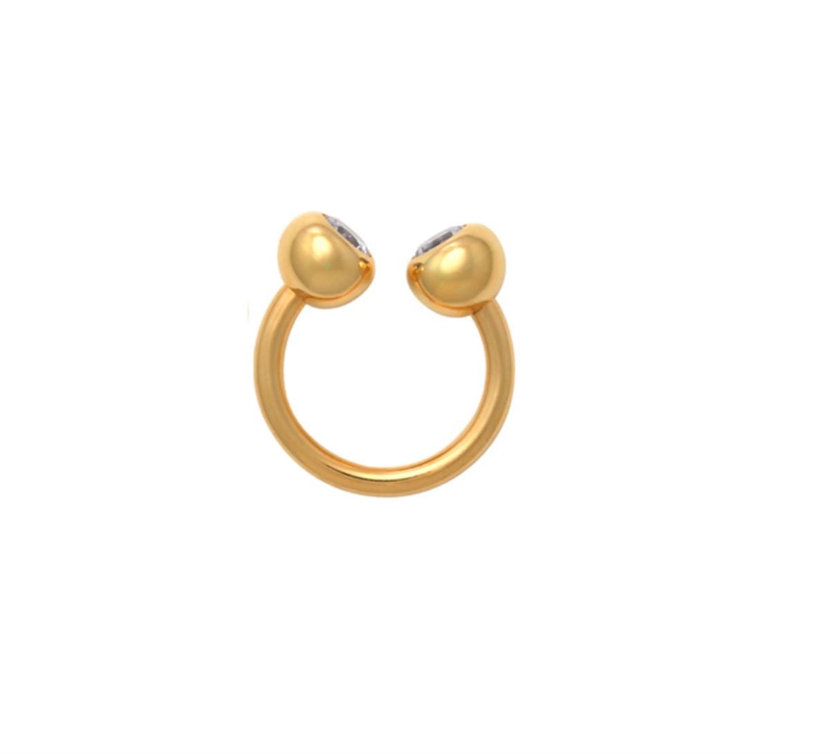 10K Yellow Gold 3.5mm Round Cut CZ Bezel Circular Barbell Body Jewelry