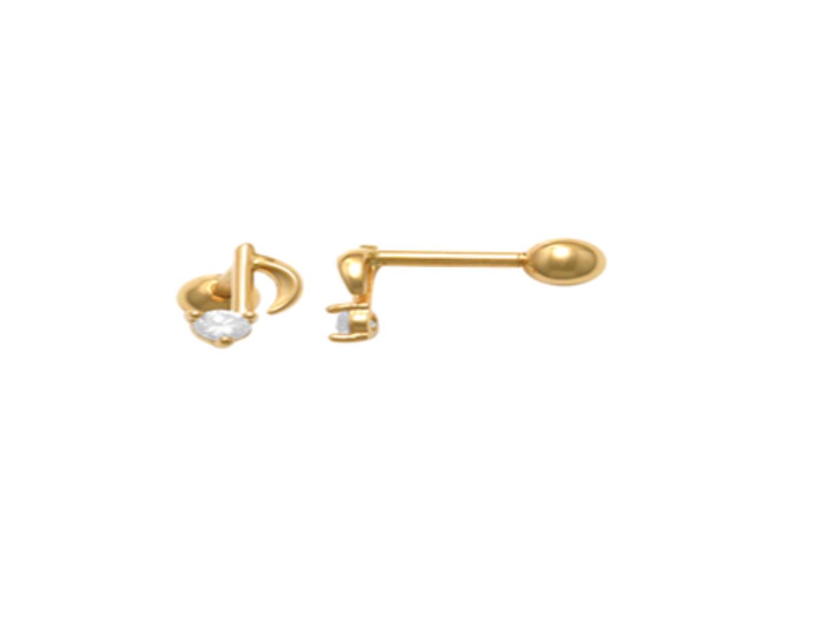 10K Yellow Gold Musical Note Ear/Nose Stud with Ball Screw-Back