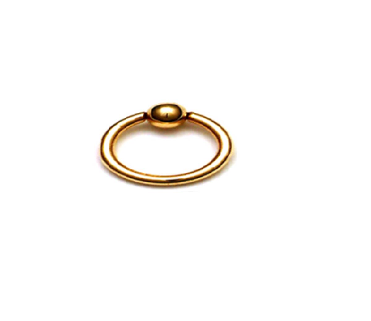 10K Yellow Gold Polished Ball Closure Ring Body Jewelry