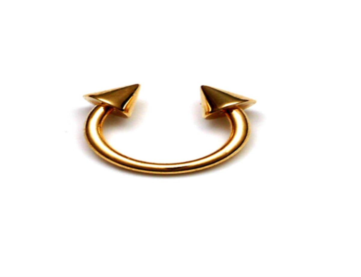 10K Yellow Gold Polished Spike Circular Barbell Body Jewelry