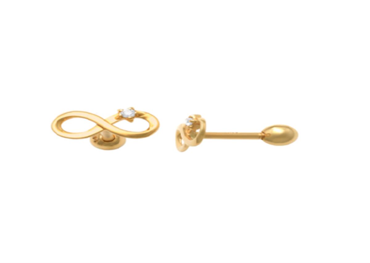 10K Yellow Gold 1.25mm Round Cut CZ Polished Infinity Nose Stud with Ball Screw-Back