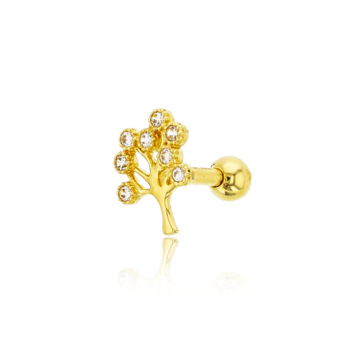 14K Yellow Gold Milgrain Tree Of Life Nose Stud with Ball Screw-Back