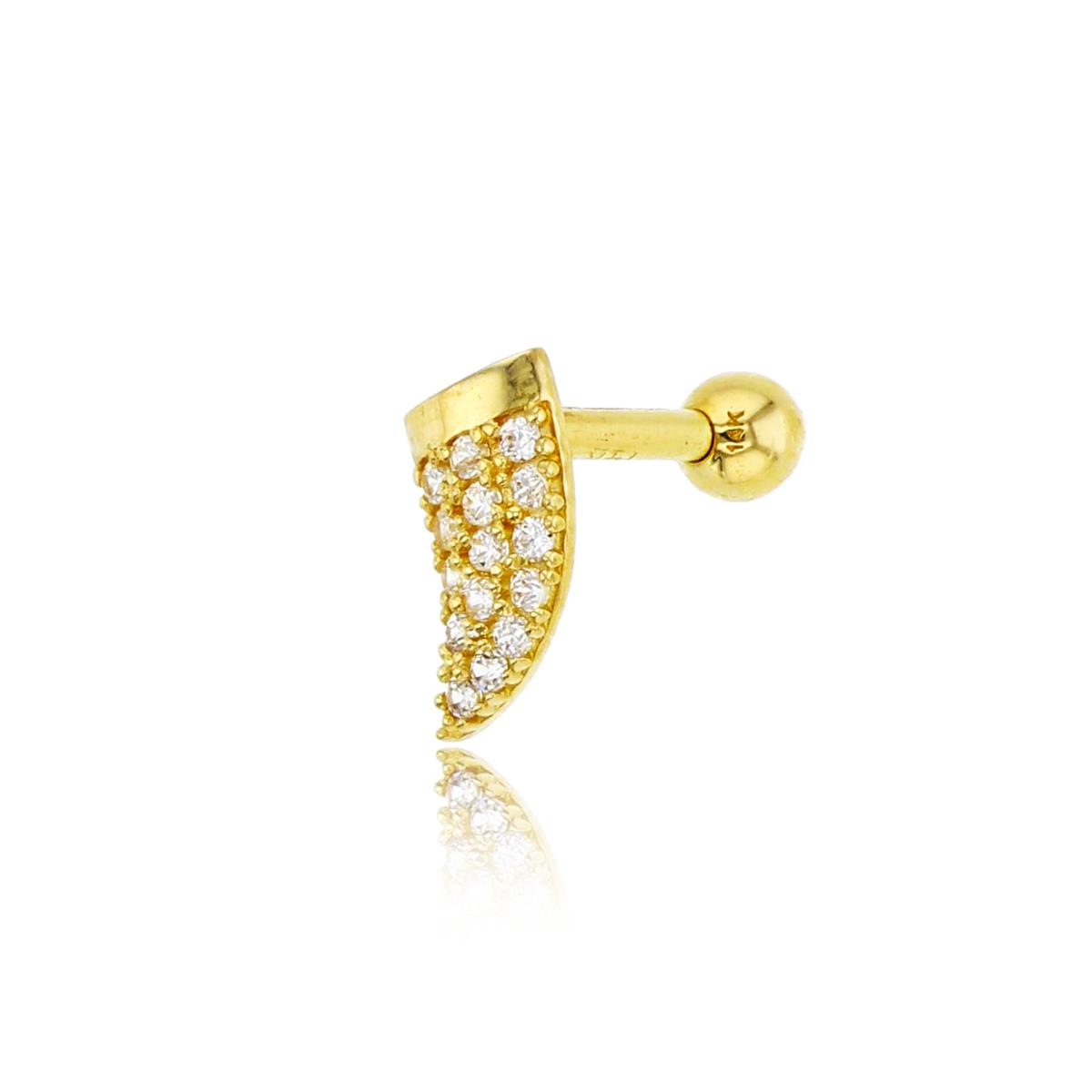 14K Yellow Gold Micropave Horn Nose Stud with Ball Screw-Back