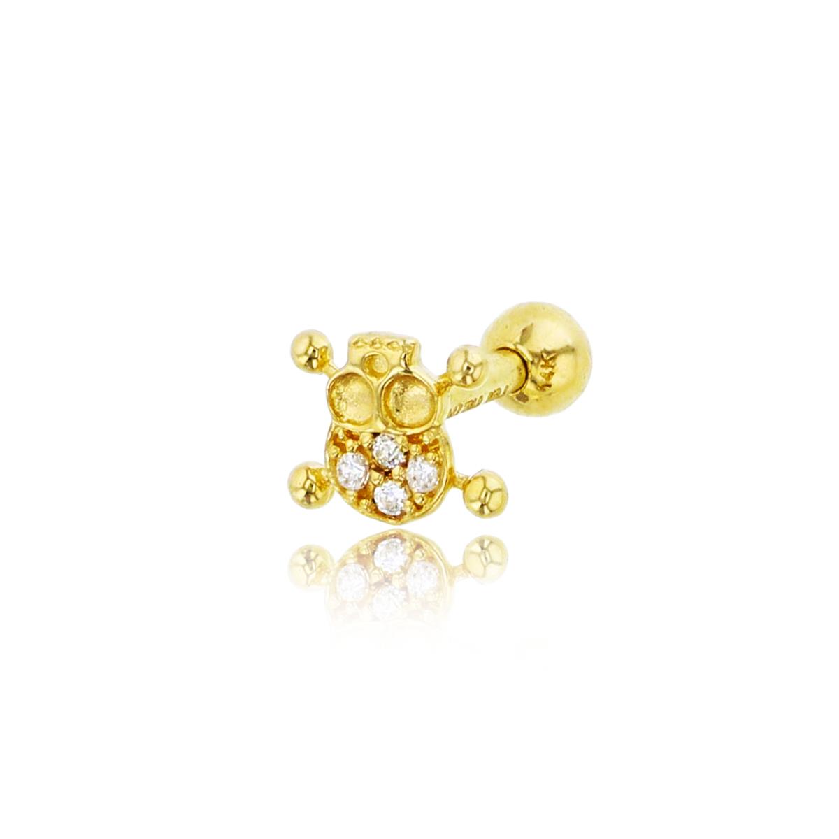 14K Yellow Gold Skull Nose Stud with Ball Screw-Back