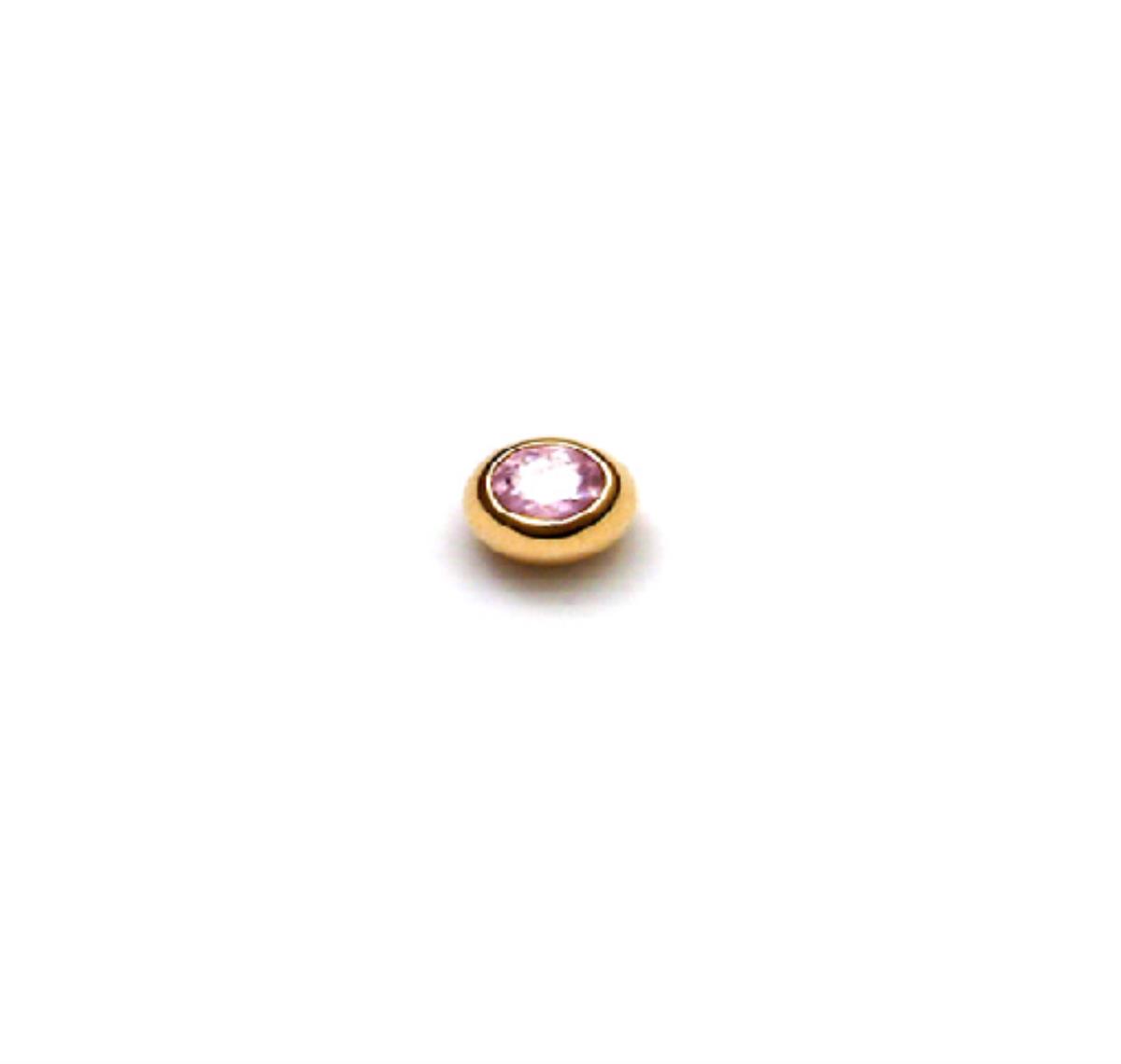 14K Yellow Gold 3.5mm Pink Round Cut CZ Ball Body Jewelry Accessorie