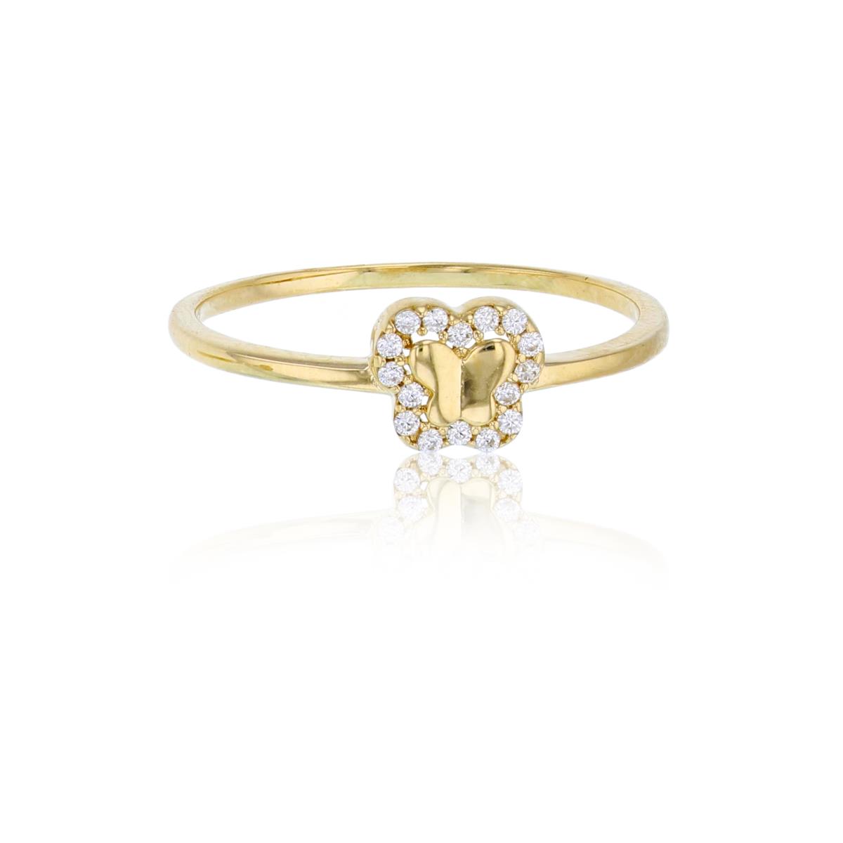 14K Yellow Gold Polished & Micropave CZ Butterfly Fashion Ring