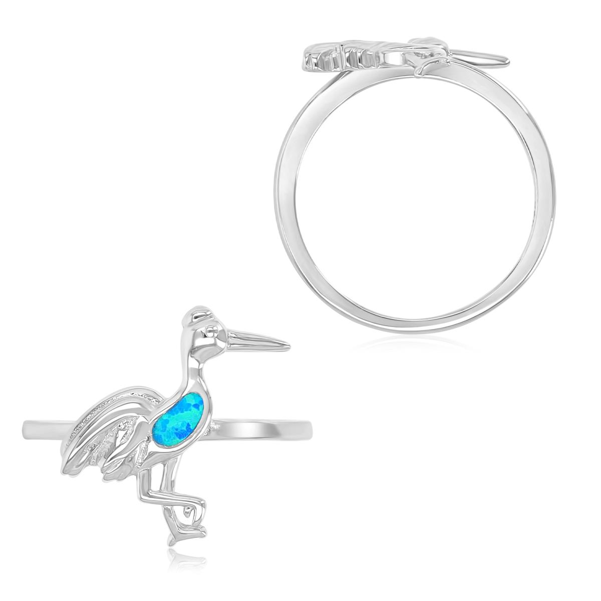 Sterling Silver Created Opal Pelican Ring