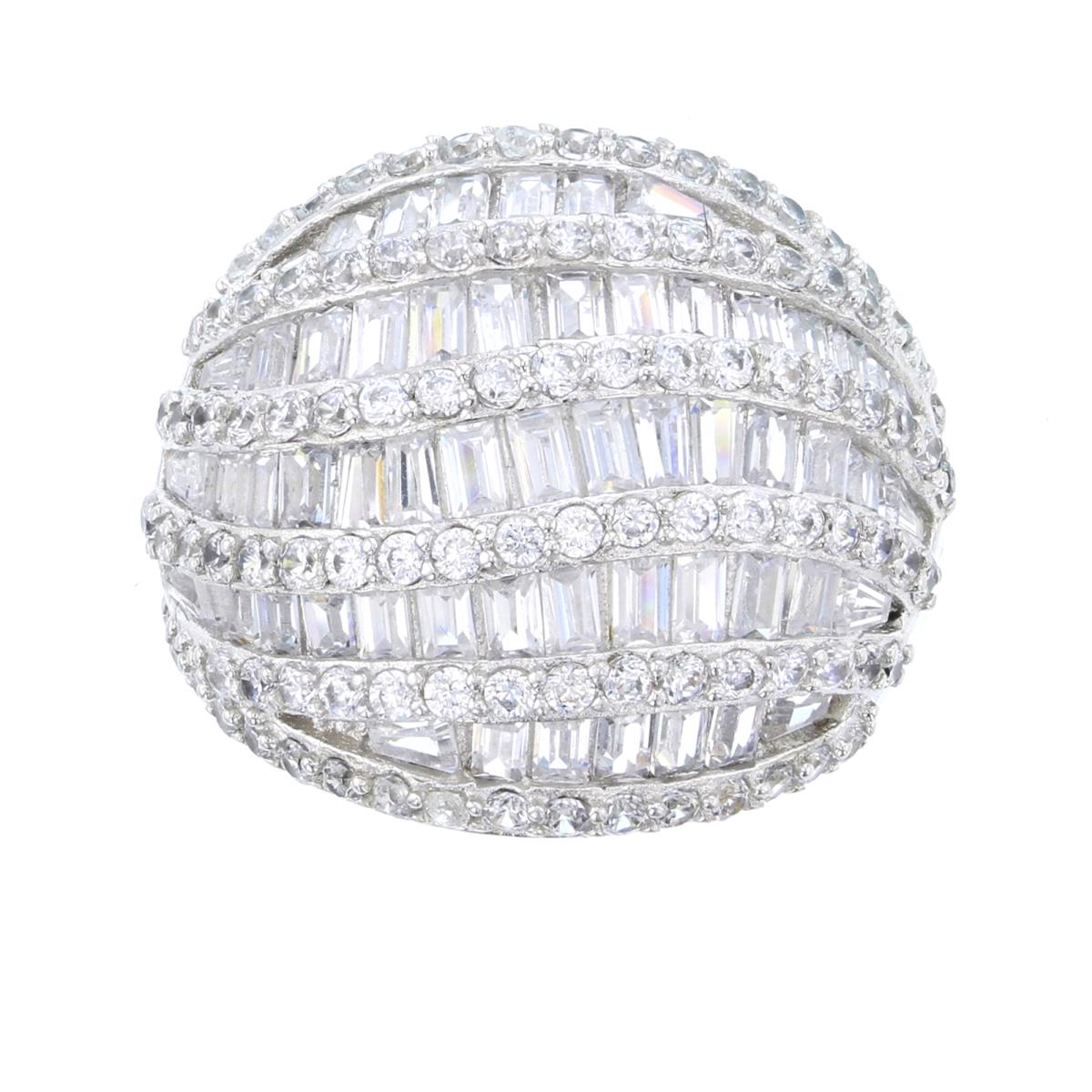 Sterling Silver Rhodium Domed Fashion Ring