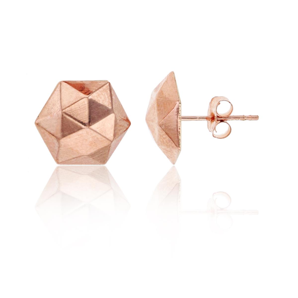 10K Rose Gold 9x10mm Polished Hexagon Stud Earring