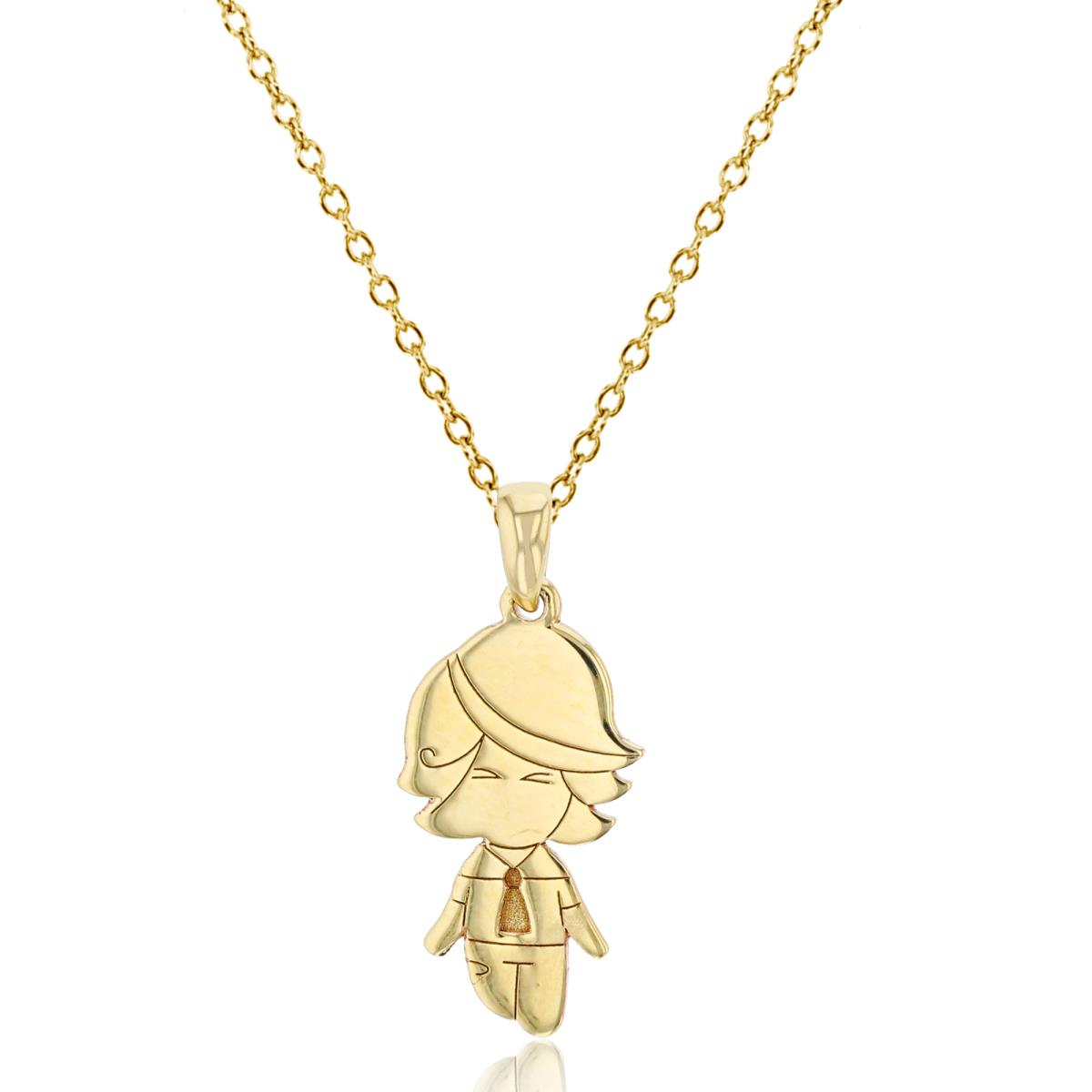 10K Yellow Gold High Polished Girl with Tie 18" Necklace